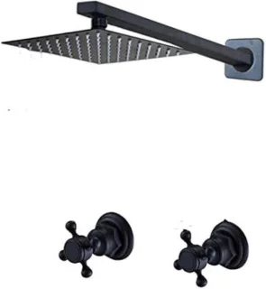 Regendouche set - douchepaneel - 8 inch - mat zwart