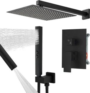 Regendouche set - douchesysteem - 30 cm mat zwart