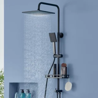 Regendouche set - Douchesysteem opbouw - 250 x 250 mm - Zwart