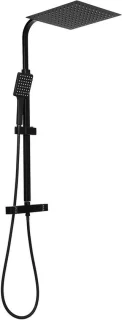 Regendouche set douchesysteem thermostaat met dubbele douchekop 80-120 cm zwart