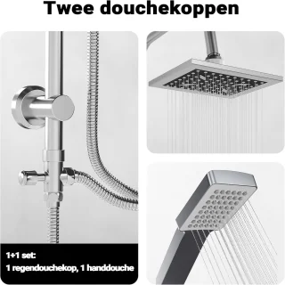 Regendouche set - douchesysteem wandmontage met handdouche slang