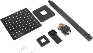 Regendouche set - douchesysteem wandmontage - vierkante douchekop - 20 cm - zwart mat