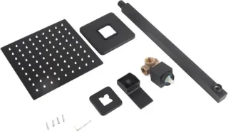 Regendouche set - douchesysteem wandmontage - vierkante douchekop - 20 cm - zwart mat