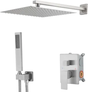 Regendouche set geborsteld nikkel