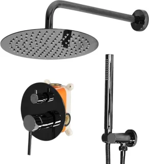 Regendouche set inbouw 25 cm zwart metallic