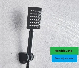 Regendouche set mat zwart 30x30 cm digitaal thermostaatkraan inbouw