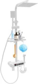 Regendouche set met digitale temperatuurweergave, wit