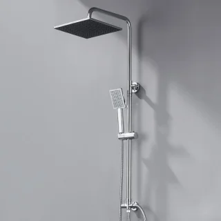 Regendouche set met douchekolom 25x25 cm chroom