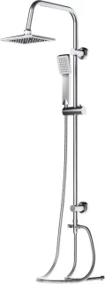 Regendouche set met douchekolom, slang en handdouche, 97 cm hoog, zilverkleurig
