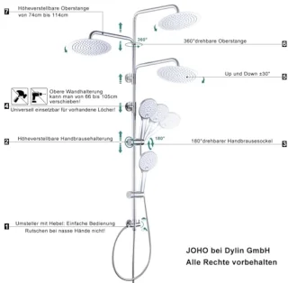 Regendouche Set met Douchestang en Handdouche