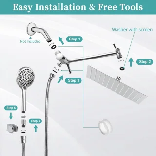 Regendouche set met handdouche - Chroom