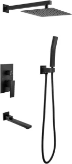 Regendouche set met handdouche en opvouwbare badkraan mat zwart