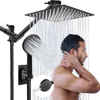 Regendouche set met handdouche zwart
