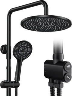Regendouche set met ronde douchekop - 25 cm - zwart