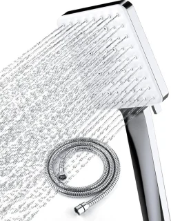Regendouche set met slang zilver