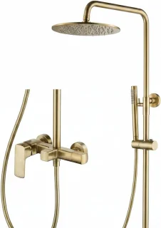 Regendouche set met thermostaat, geborsteld goud