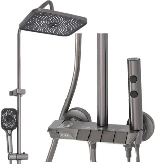 Regendouche set met thermostaat, grijs