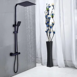 Regendouche set met thermostaat, zwart