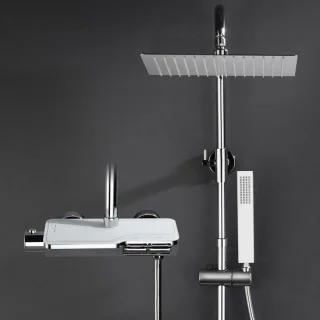 Regendouche set met thermostaatkraan en handdouche chroom