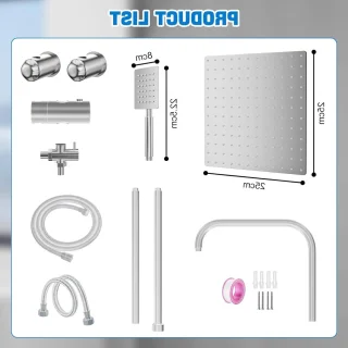 Regendouche set — plafonddouche en handdouche (wandmontage)