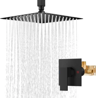 Regendouche Set Plafondmontage 255 cm Mat Zwart