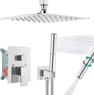 Regendouche set plafondmontage met handdouche 30.5 cm gepolijst chroom