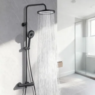 Regendouche set thermostaat 25 cm zwart
