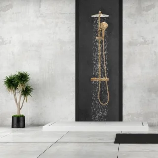 Regendouche set thermostaatkraan 25 cm goud