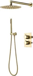 Regendouche set thermostatisch 30 cm - geborsteld goud