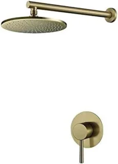 Regendouche set wandmontage 10 inch geborsteld goud