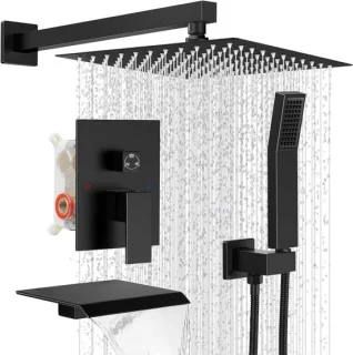 Regendouche set zwart 10 inch