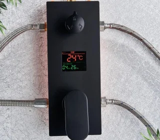 Regendouche set zwart 30x30 cm met thermostaat en handdouche