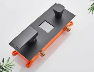 Regendouche set zwart 30x30 cm met thermostaat en handdouche