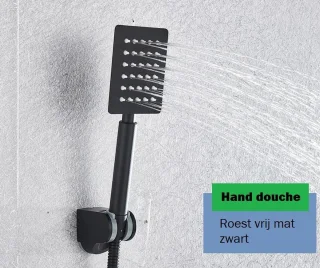 Regendouche set zwart 30x30 cm met thermostaat en handdouche