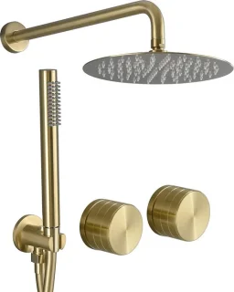 Regendouche systeem douchekraanset 10 inch geborsteld goud