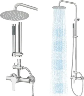 Regendouche Systeem Douchekraanset 8 inch Geborsteld Nikkel
