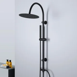 Regendouche systeem - doucheset inbouw - vintage U-vorm stang - 25 cm douchekop - zwart