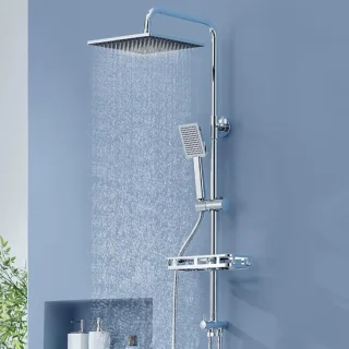 Regendouche systeem met boorvrije houder - 25x25 cm kop - chroom