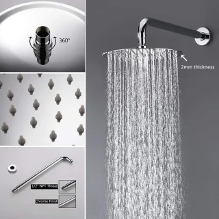 Regendouche systeem met douchekraan set, wandmontage, 10 inch, chroom