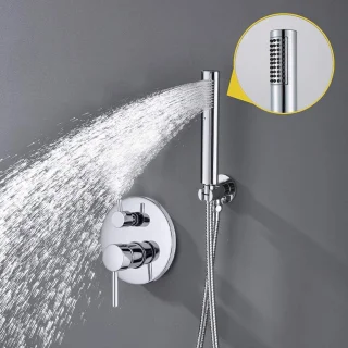 Regendouche systeem met douchekraan set, wandmontage, 10 inch, chroom