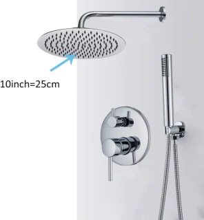 Regendouche systeem met douchekraan set, wandmontage, 10 inch, chroom
