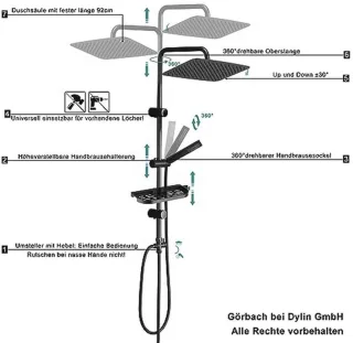 Regendouche Systeem Zwart RVS