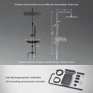 Regendouche Systeem Zwart RVS