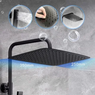 Regendouche Thermostaat Douchekolom Zwart 35x25cm Roestvrijstaal