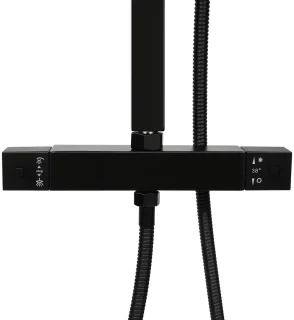 Regendouche thermostaatset – vierkante hoofddouche 30x30 cm matzwart