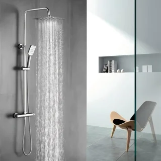 Regendouche thermostatisch chroom 10 inch met handdouche