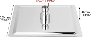 Regendouche Vierkant 20 cm RVS/Chroom