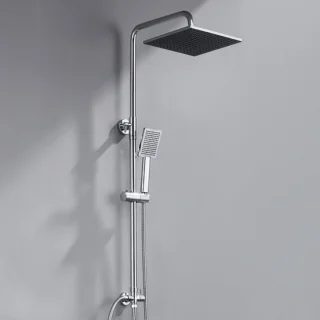 Regendouche zonder kraan - Doucheset - Vierkante douchekop 25x25 cm - Douchestang 74-109 cm