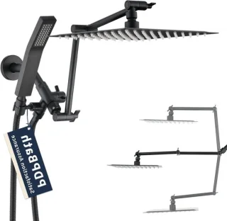 Regendouchecombinatie 10 inch vierkant met handdouche - Mat zwart