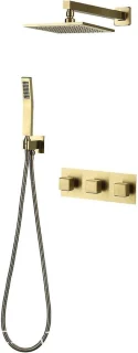Regendouchecombinatie met handdouche, geborsteld goud